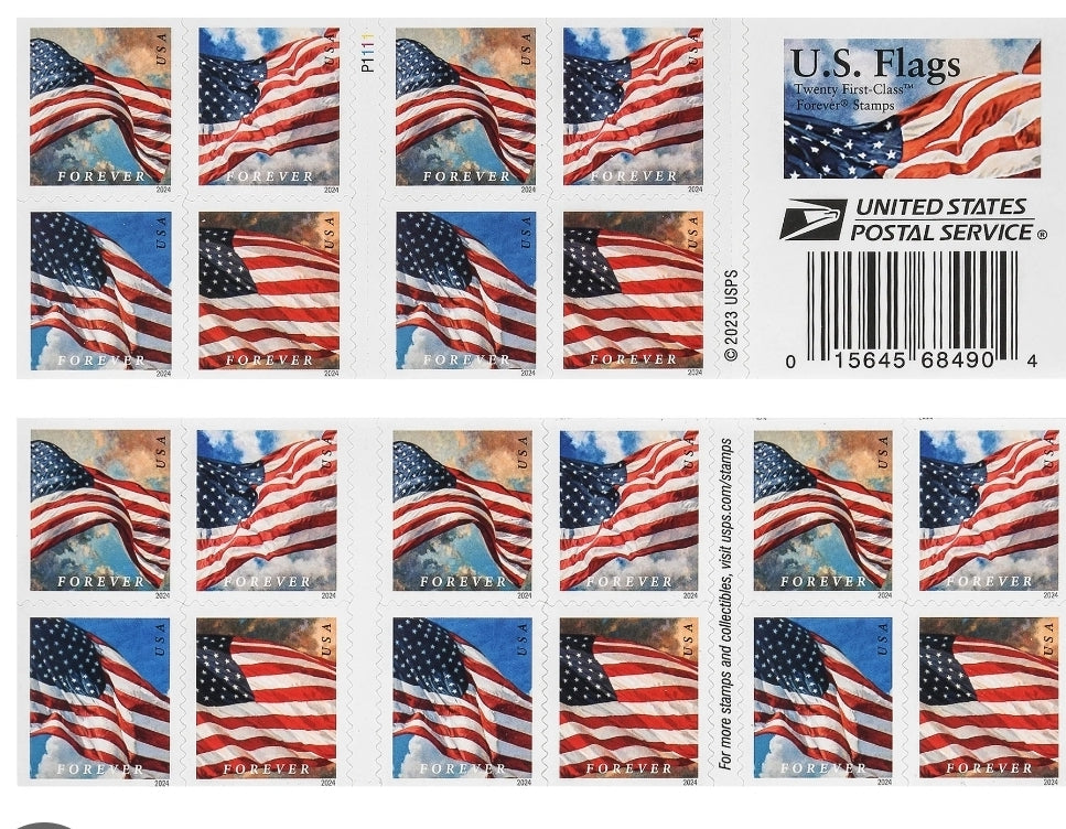 USPS Flag Forever First Class Booklet. (20ct)