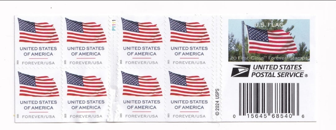 USPS Flag Forever First Class Booklet. (20ct)