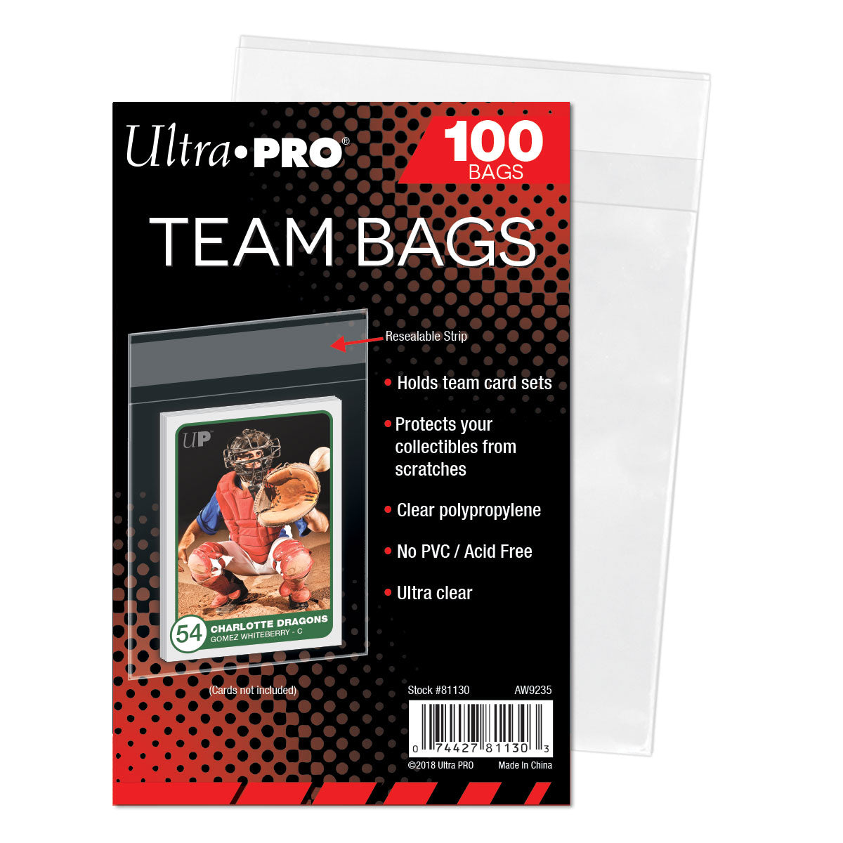 Ultra-Pro Team Bags Resealable Sleeves (100ct) x5
