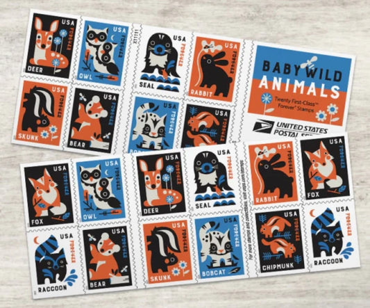 2025 Baby Wild Animals Forever First Class Postage Stamps