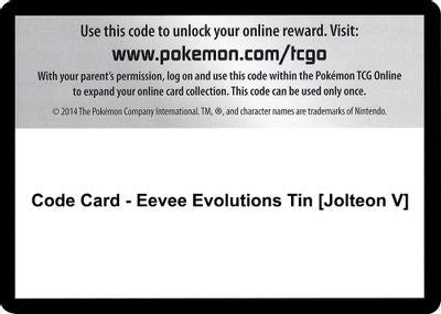 Code Card - Eevee Evolutions Tin [Jolteon V] SWSH07: Evolving Skies