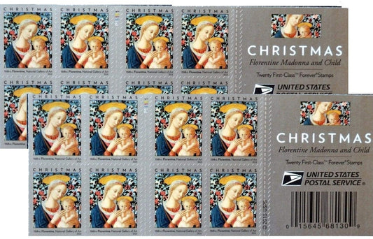 Florentine Madonna and Child USA Forever First Class Postage Stamp Christmas Sheets(Booklets of 20)