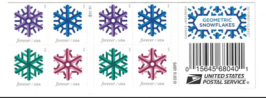 2015 Geometric Snowflakes USA Forever Stamp Booklets