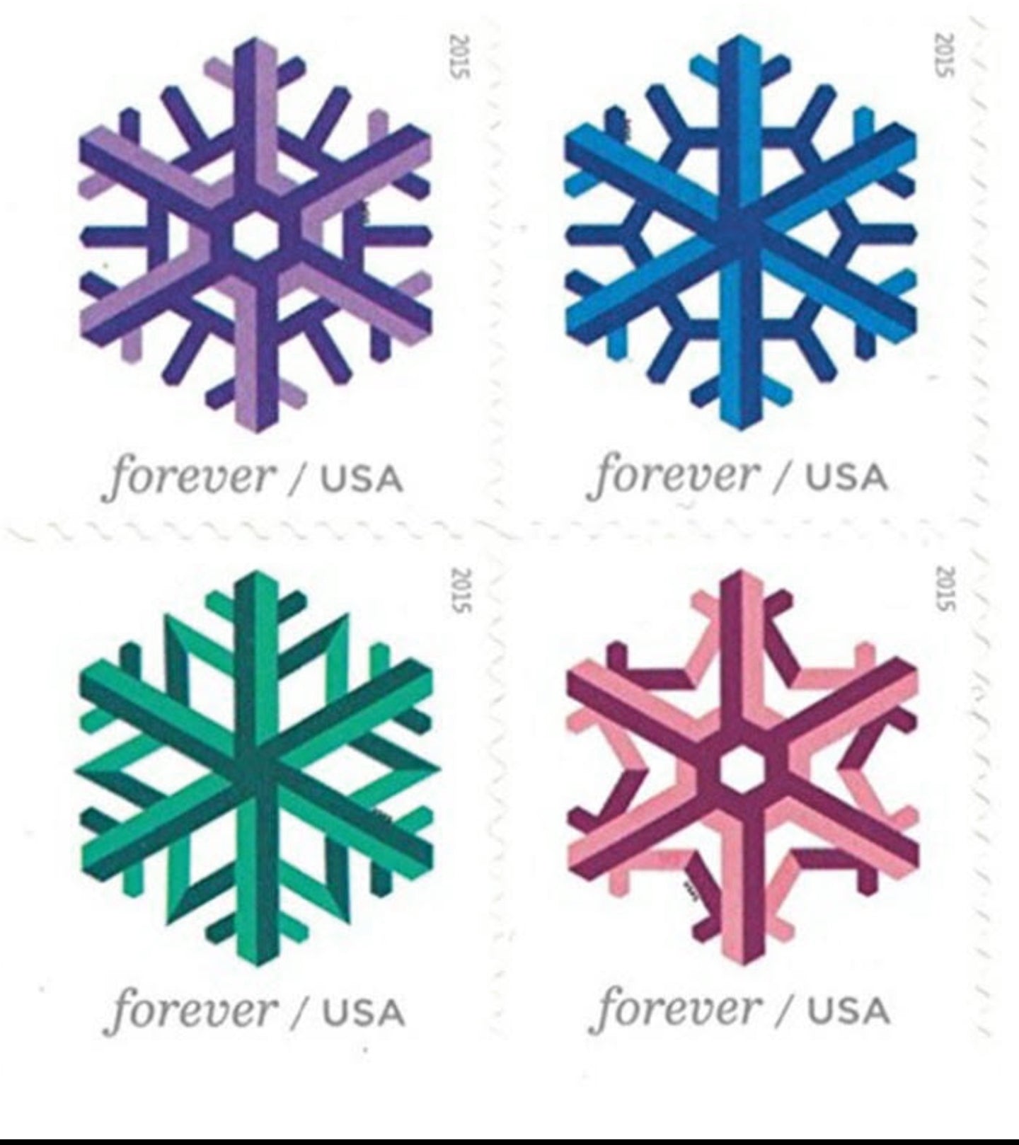 2015 Geometric Snowflakes USA Forever Stamp Booklets